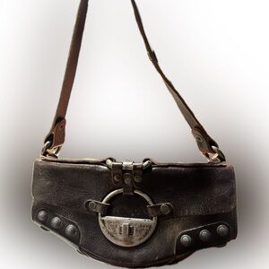 DIESEL MEDIEVAL BUCKLE
BAG, Vintage.  Dark brown with large hardware